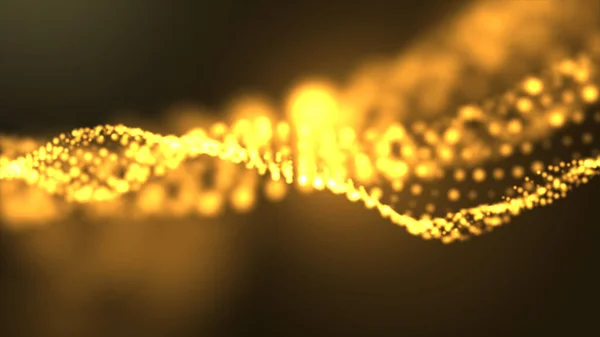 Αφηρημένο Χρυσό Σχήμα Και Σωματίδια Φωτός Οργανική Κίνηση Και Μηχανική — Φωτογραφία Αρχείου