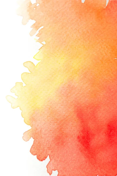 Czerwony Pomarańczowy Streszczenie Obrazu Tła Akwarelą Malowaną Białym Papierze — Zdjęcie stockowe