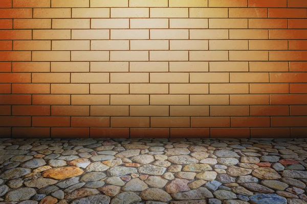 Ściany Pomarańczowe Cegły Kamienna Podłoga Jest Piękna — Zdjęcie stockowe
