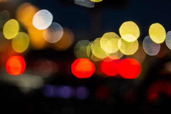 Bokeh Oświetlenie Mieście Nocne Światła Filtrowany Kolor Obraz Dla Tła — Zdjęcie stockowe