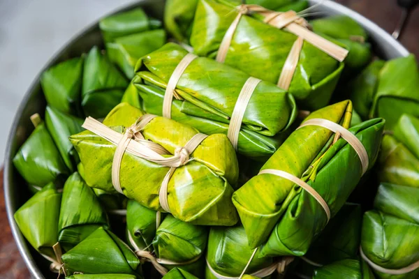 Thai Filled Coconut Milk Banana Thai Dessert Cultivated Banana — Stock Photo, Image