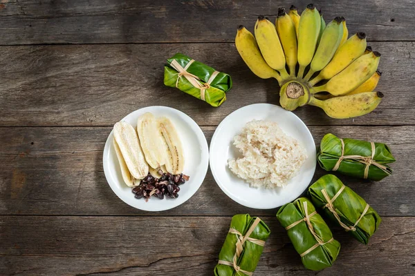 Thai Filled Coconut Milk Banana Thai Dessert Cultivated Banana Coconut — Stock Photo, Image