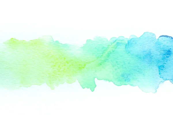 Přechod Zelené Modré Akvarely Abstraktní Pozadí Bílém Papíru Textury — Stock fotografie