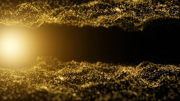 Particle Background Sparkling Gold Has Bright Shine Sparkling Beautiful Glowing — Stock Photo, Image
