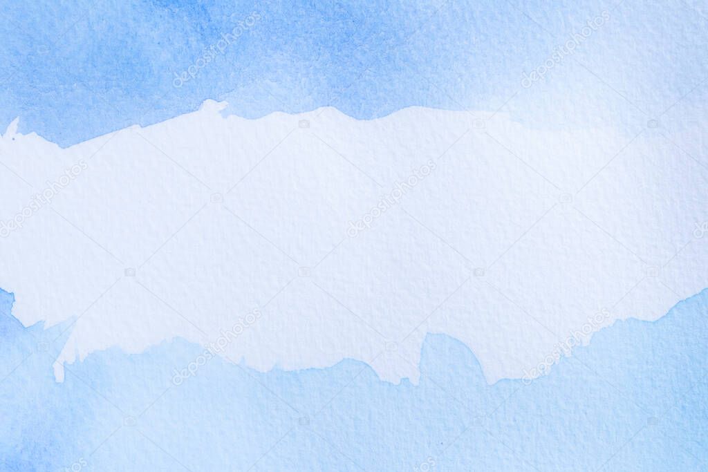 Blue watercolor abstract background on White paper texture