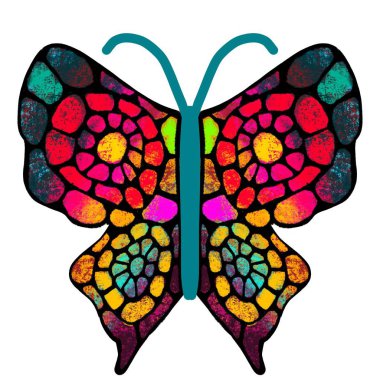 Kelebek. Çok renkli, boyalı kelebek. Böcek illüstrasyon