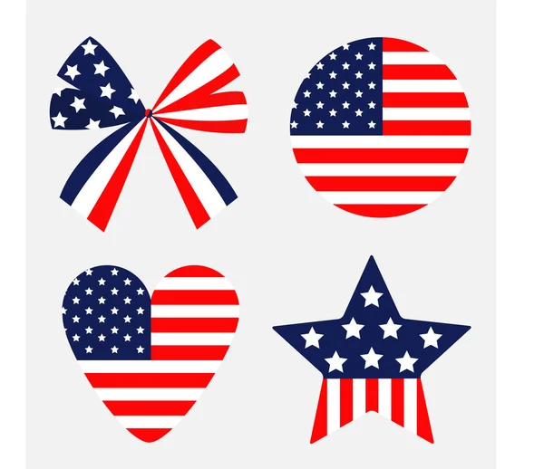 Forma Arco Fita Heart Star Bandeira Americana Estrelas Tiras Ícone —  Vetores de Stock