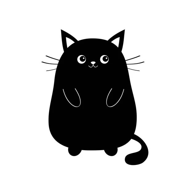 Negro Lindo Gato Icono Sobre Fondo Blanco — Vector de stock