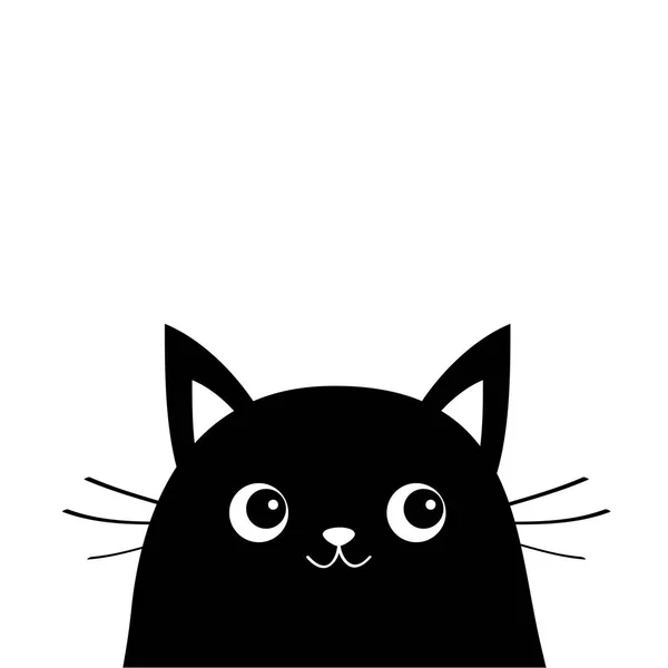 Preto Bonito Ícone Gato Fundo Branco — Vetor de Stock