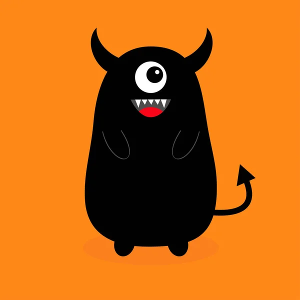 Monster Zwarte Pictogram Een Oranje Achtergrond — Stockvector
