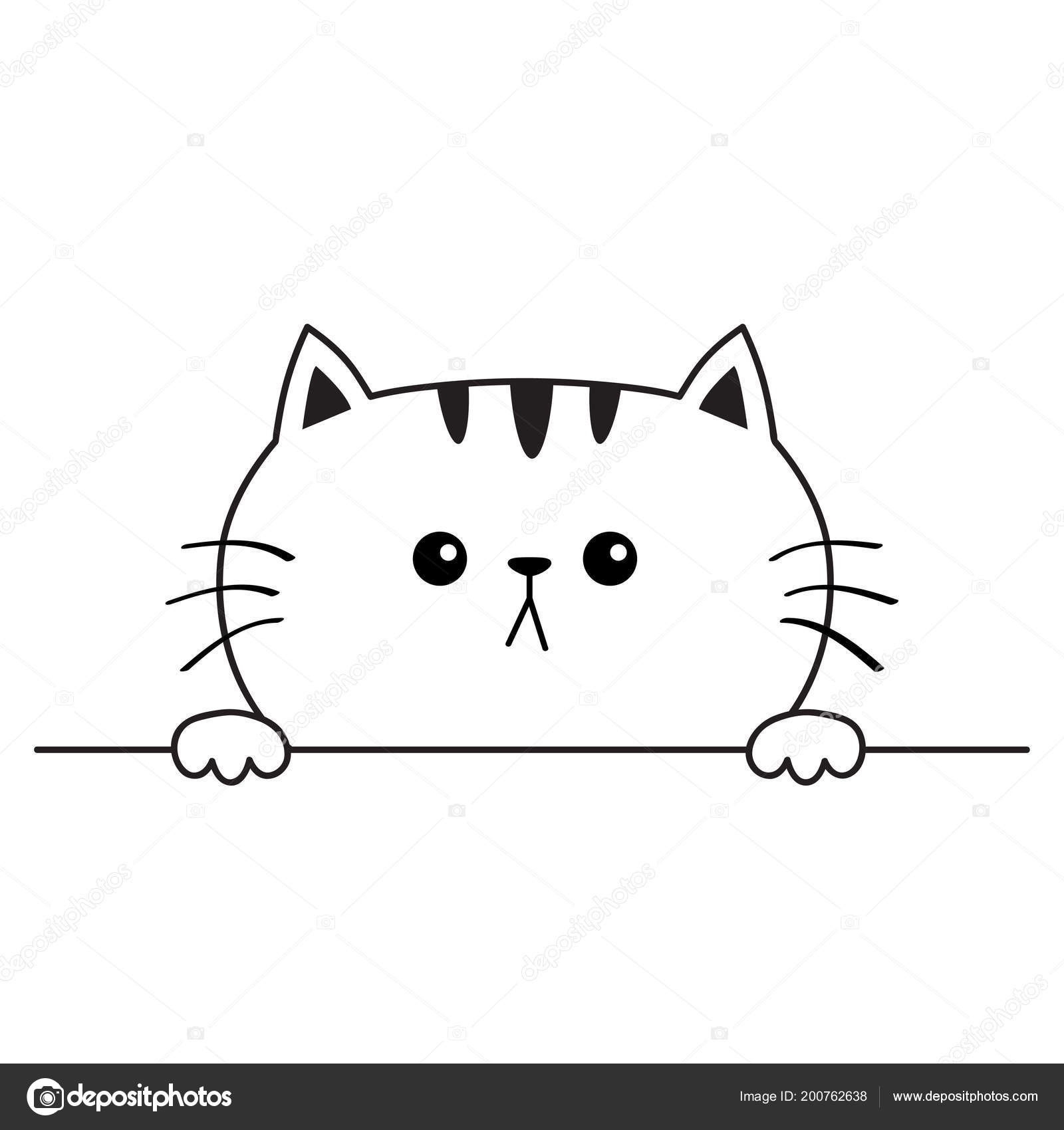 Cat icon. Funny pet black line symbol