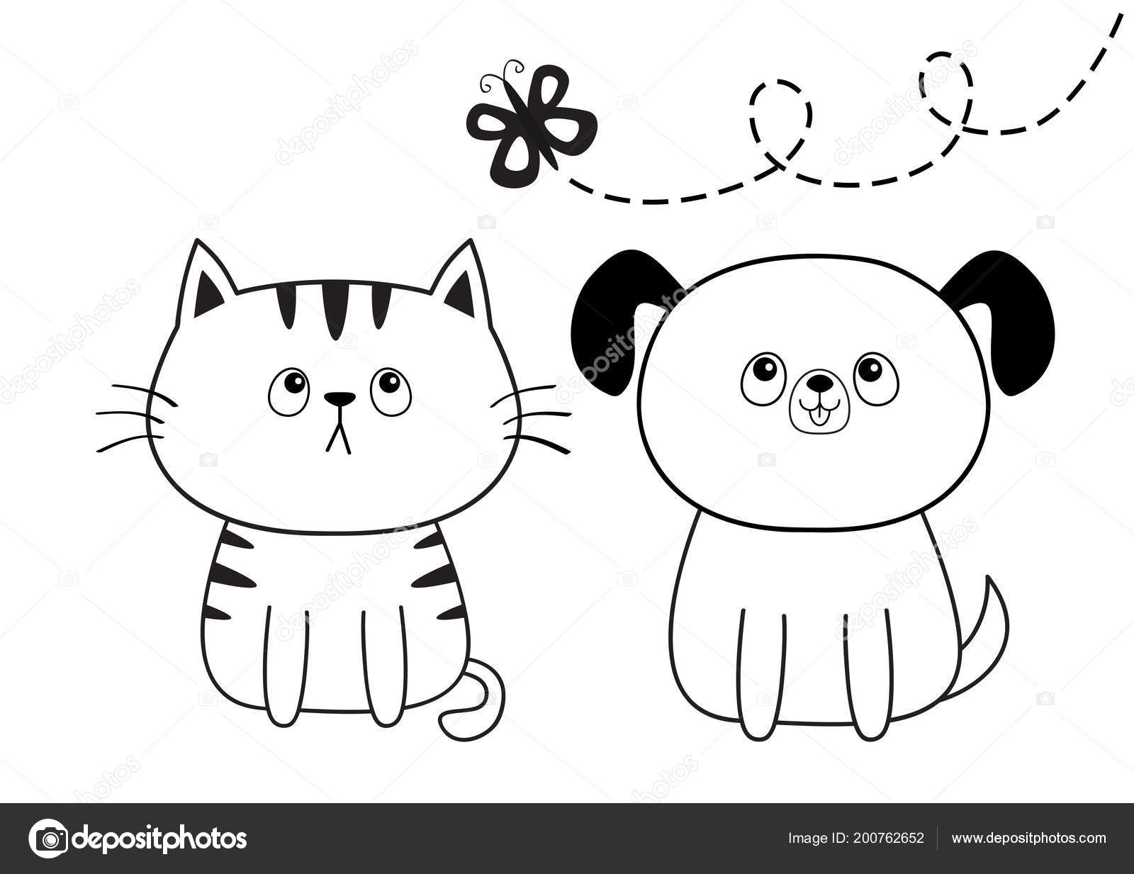 Cara de gato e cachorro de desenho animado