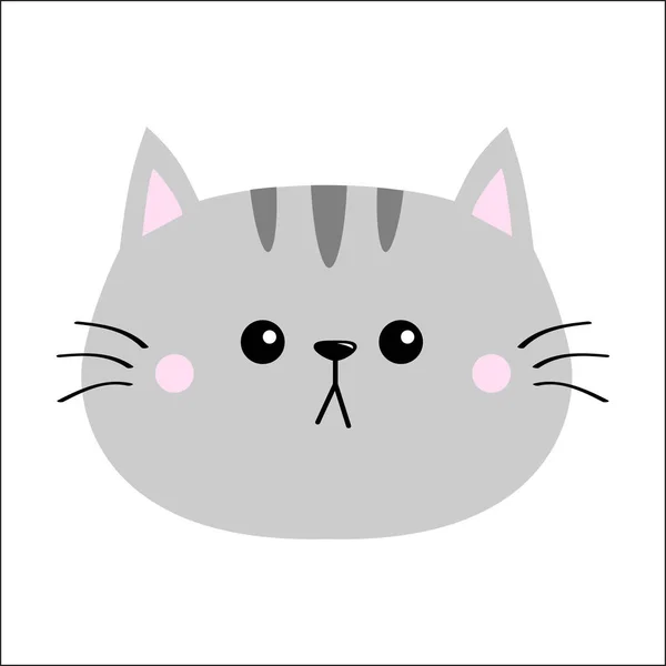Gato Gris Cabeza Triste Silueta Icono Lindo Personaje Dibujos Animados — Vector de stock