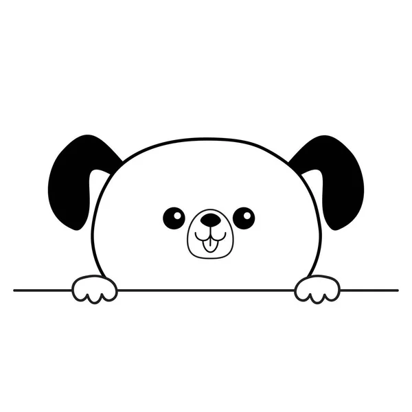 Pes Šťastný Obličej Hlavní Ikona Tlapa Ruce Drží Řádku Tabulky — Stockový vektor