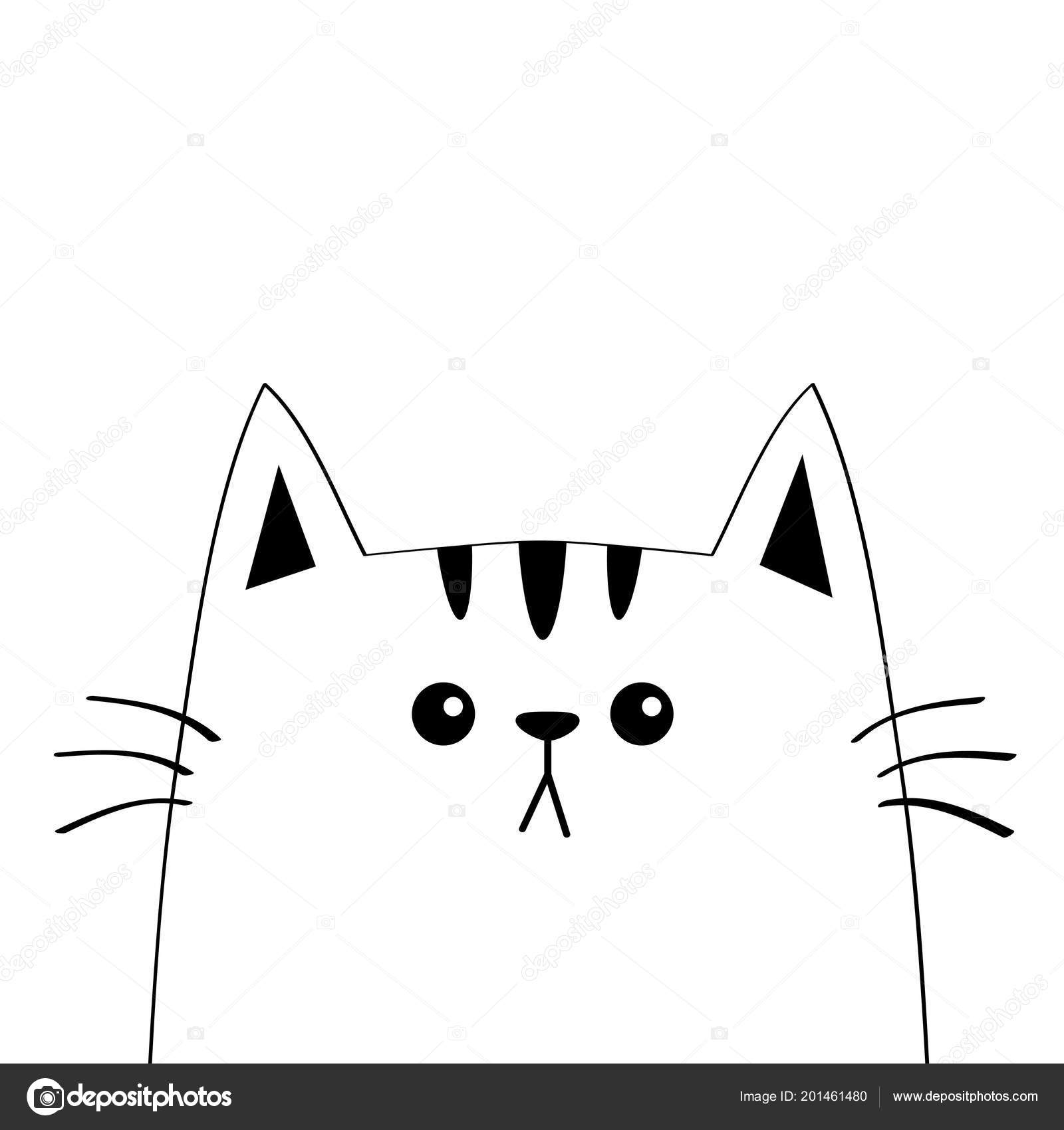 Silueta Cara Triste Gato Línea Contorno Lindo Personaje Dibujos Animados  Vector de stock #201461480 de ©worldofvector, image size:1600x1700