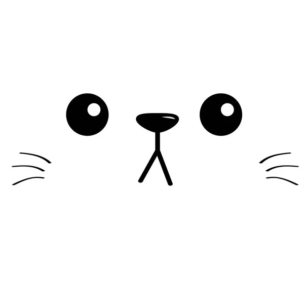 Кішка Сумна Голова Обличчя Силует Квадратна Іконка Контурна Лінія Милий — стоковий вектор