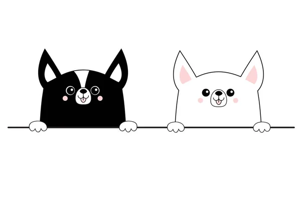 Conjunto Iconos Cara Feliz Perro Corgi Manos Pata Sosteniendo Línea — Archivo Imágenes Vectoriales