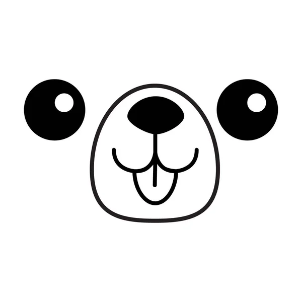 Dog Happy Square Face Head Icon Contour Line Silhouette Brown — Stock Vector