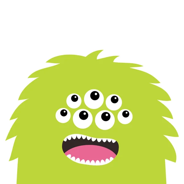 Monster Beängstigend Schreiende Gesicht Kopf Ikone Augen Zähne Niedlichen Cartoon — Stockvektor
