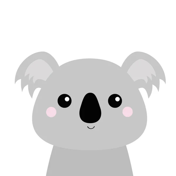 Koala Twarz Głowy Sylwetka Szary Kawaii Zwierząt Kreskówka Niedźwiedź Znaków — Wektor stockowy