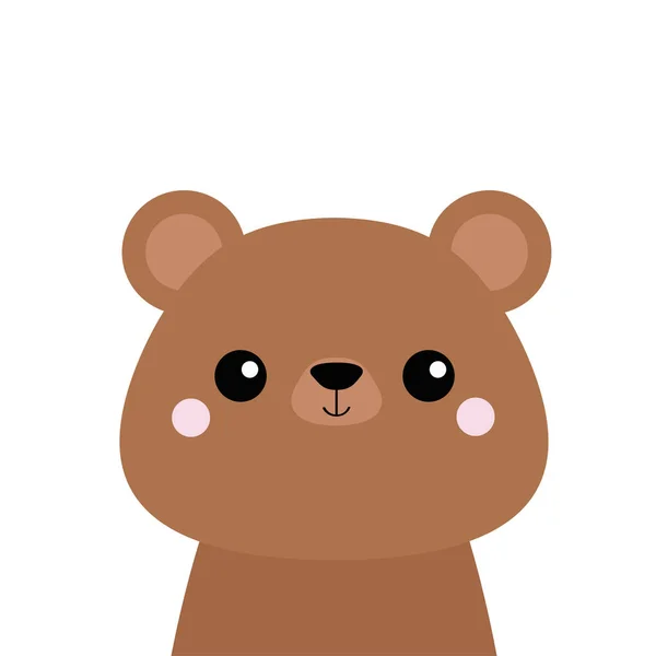 白熊脸的剪影 可爱动物 可爱的卡通棕色灰熊字符 有眼睛 耳朵的有趣的婴儿 爱的贺卡 平面设计 白色背景隔离 — 图库矢量图片