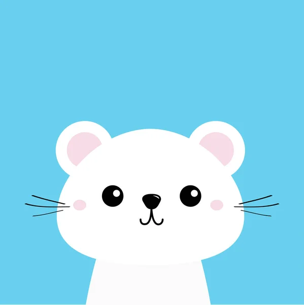 White Animal Cute Kawaii Cartoon Character Funny Head Baby Face — Stock Vector