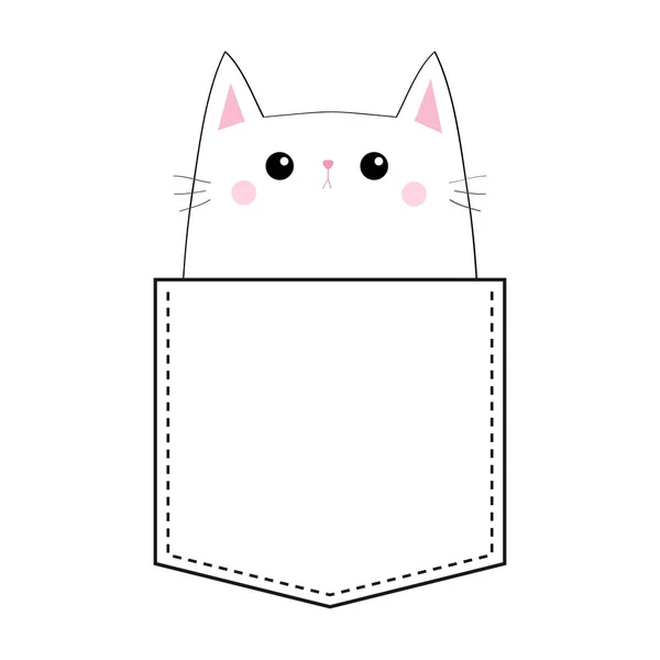 白で隔離のポケットに悲しい猫 — ストックベクタ