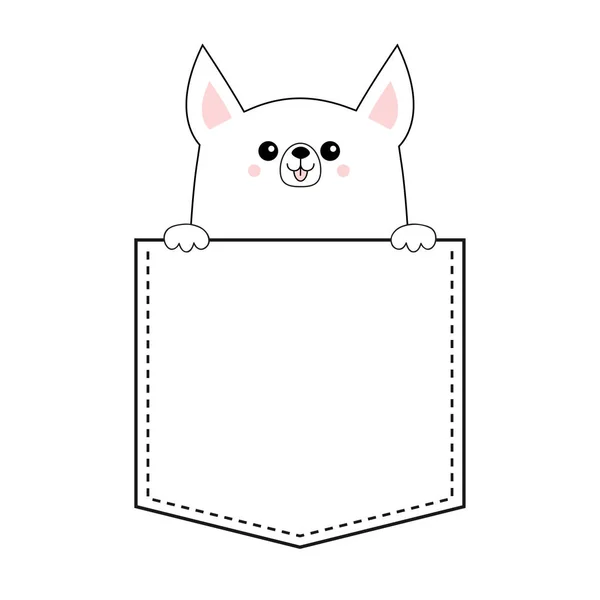 Corgi Perro Cara Feliz Icono Cabeza Bolsillo Aislado Blanco — Archivo Imágenes Vectoriales