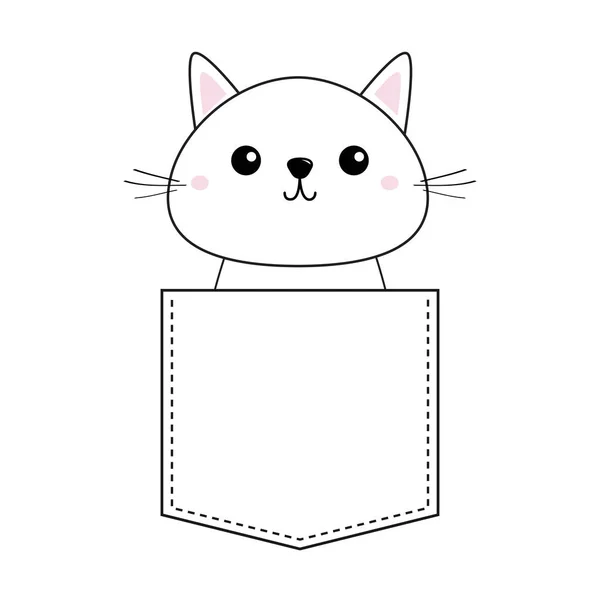 白で隔離 ポケットの中の猫 — ストックベクタ