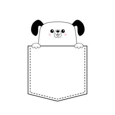 Köpek mutlu yüz baş simgesi üzerinde beyaz izole cebinde