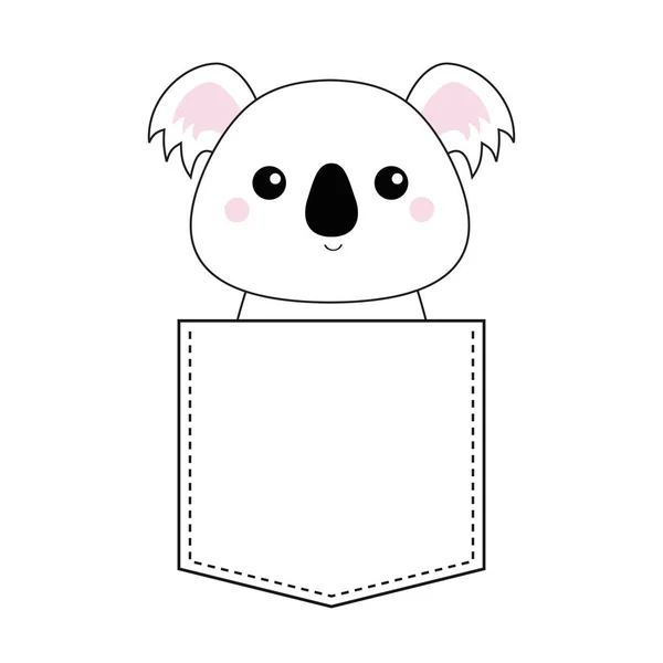 Cara Cabeça Urso Koala Sentado Bolso Isolado Branco — Vetor de Stock