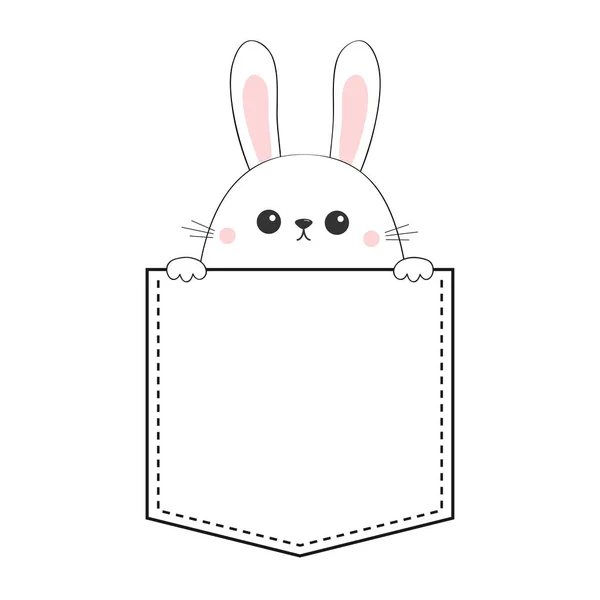 兔子兔脸头图标坐在口袋里 孤立的白色 — 图库矢量图片
