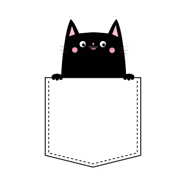 Симпатична Чорна Кішка Кишені Ізольована Білому — стоковий вектор