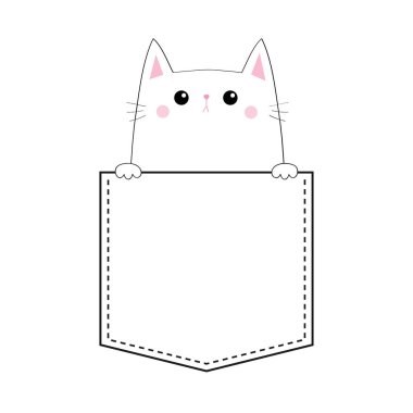 Beyaz arka plan üzerinde izole cep de sevimli kedi