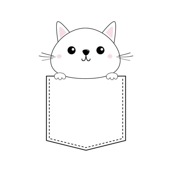白い背景で隔離のポケットにかわいい赤ちゃん子猫 — ストックベクタ