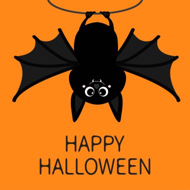 Turuncu arka plan üzerinde uçan yarasa.