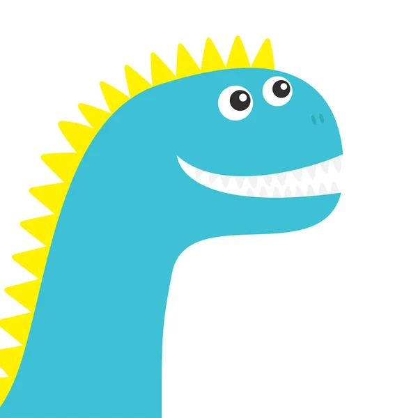Blue Dinosaur Face Isolated White Background — Stock Vector