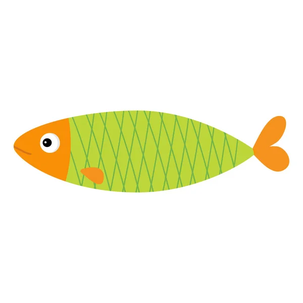 Söta Tecknade Fisk Ikonen Isolerad Vit Bakgrund — Stock vektor