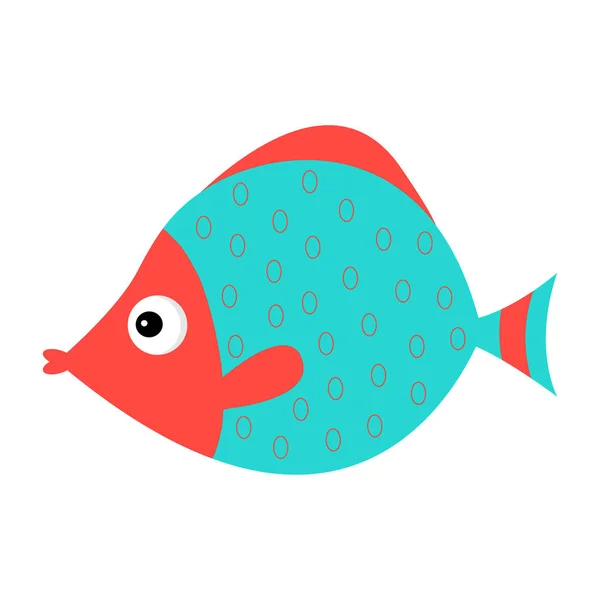 Cute Cartoon Fish Icon Isolated White Background — Stock Vector