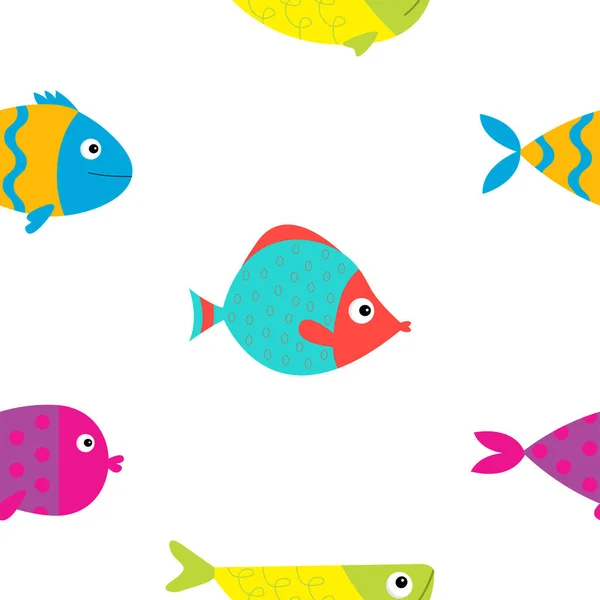 Vissen Pictogrammenset Cute Cartoon Kleurrijke Aquarium Dieren — Stockvector