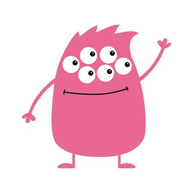 Beyaz arka plan üzerinde izole şirin pembe canavar simgesi