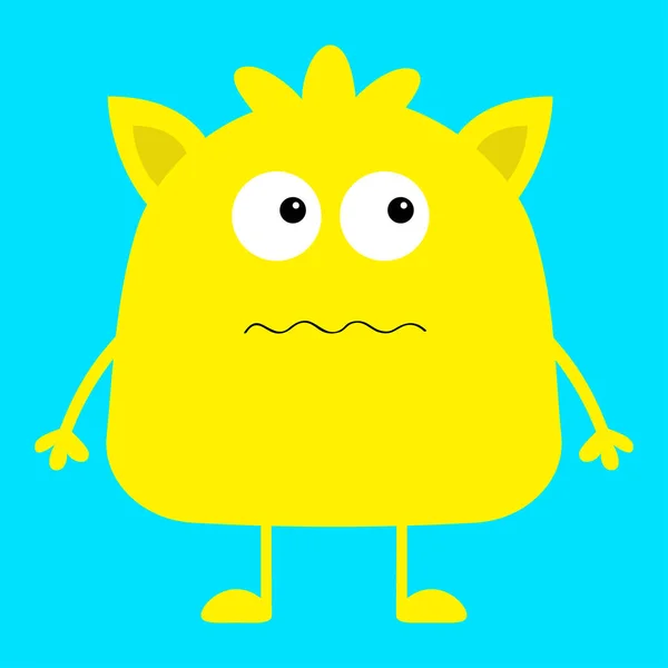 Niedliche Gelbe Monster Symbol Auf Blauem Hintergrund — Stockvektor