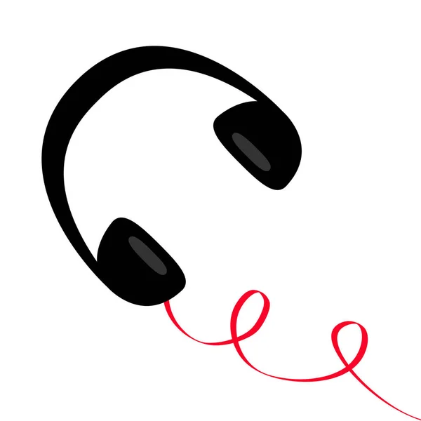带弹簧卷曲红色线的耳机在白色背景下隔离 — 图库矢量图片