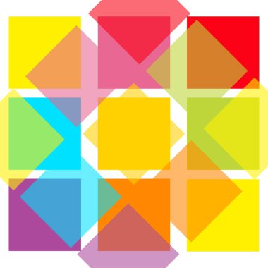 Renkli soyut kare desen arka plan. Düz tasarım. Duvar kağıdı yaratıcı sarı pembe mavi menekşe yüzey zemin. Şablon. Vektör çizim