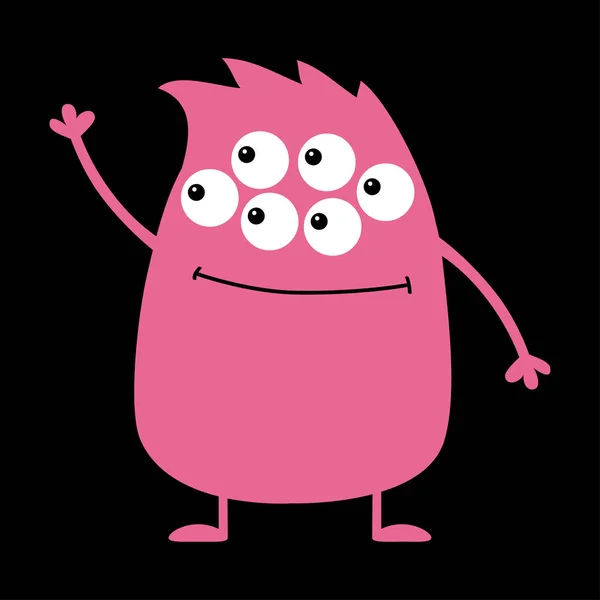 Schattig Roze Monster Pictogram Vrolijke Halloween Kleurrijke Eng Grappig Personage — Stockvector