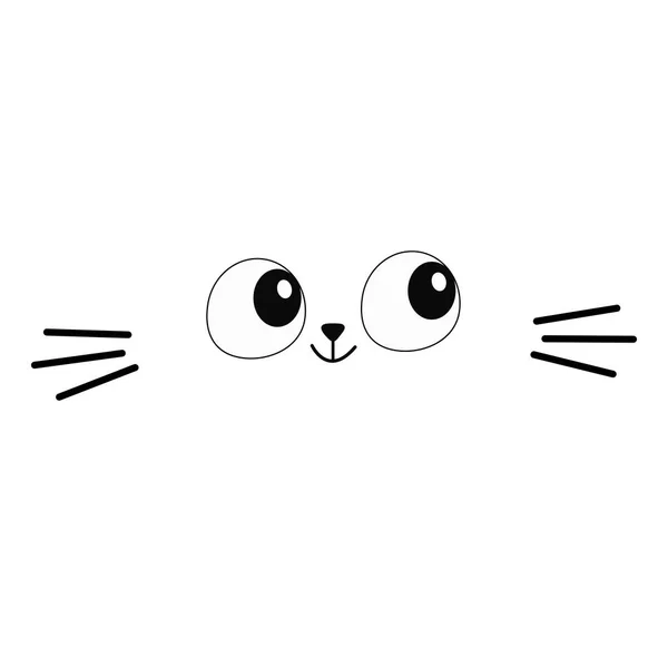 Ojos Gato Bigotes Icono Cuadrado Silueta Cara Cabeza Línea Contorno — Vector de stock