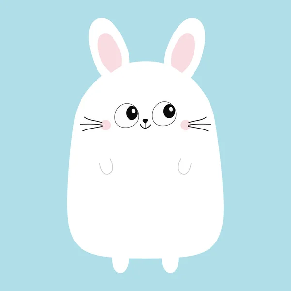 Weiße Kaninchen Lustiges Gesicht Große Augen Niedliche Kawaii Zeichentrickfigur Vorlage — Stockvektor