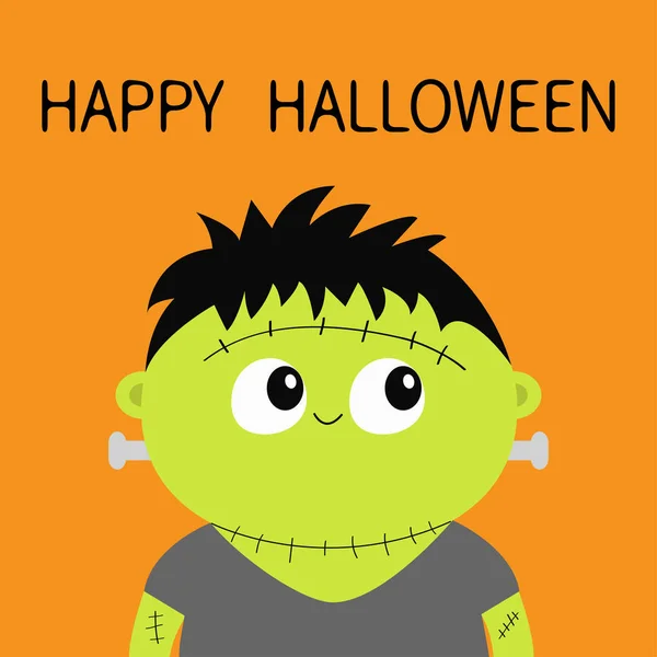 Monstre Frankenstein Joyeux Halloween Mignon Personnage Dessin Animé Drôle Bébé — Image vectorielle