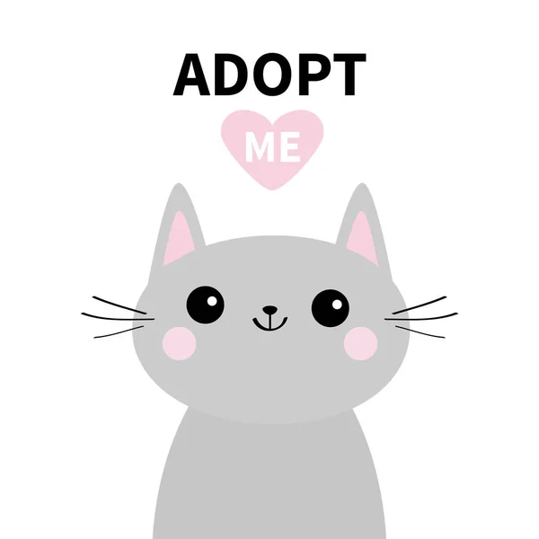 Adoptez Moi Achetez Pas Silhouette Chat Gris Coeur Rose Adoption — Image vectorielle