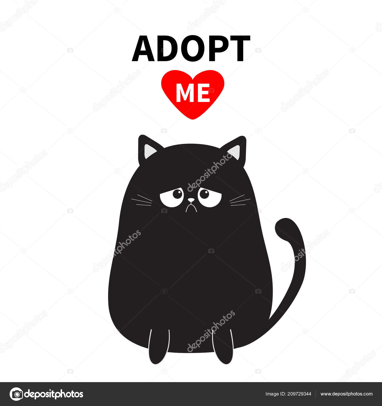 Adoptez Moi Achetez Pas Silhouette Chat Triste Assise Noire